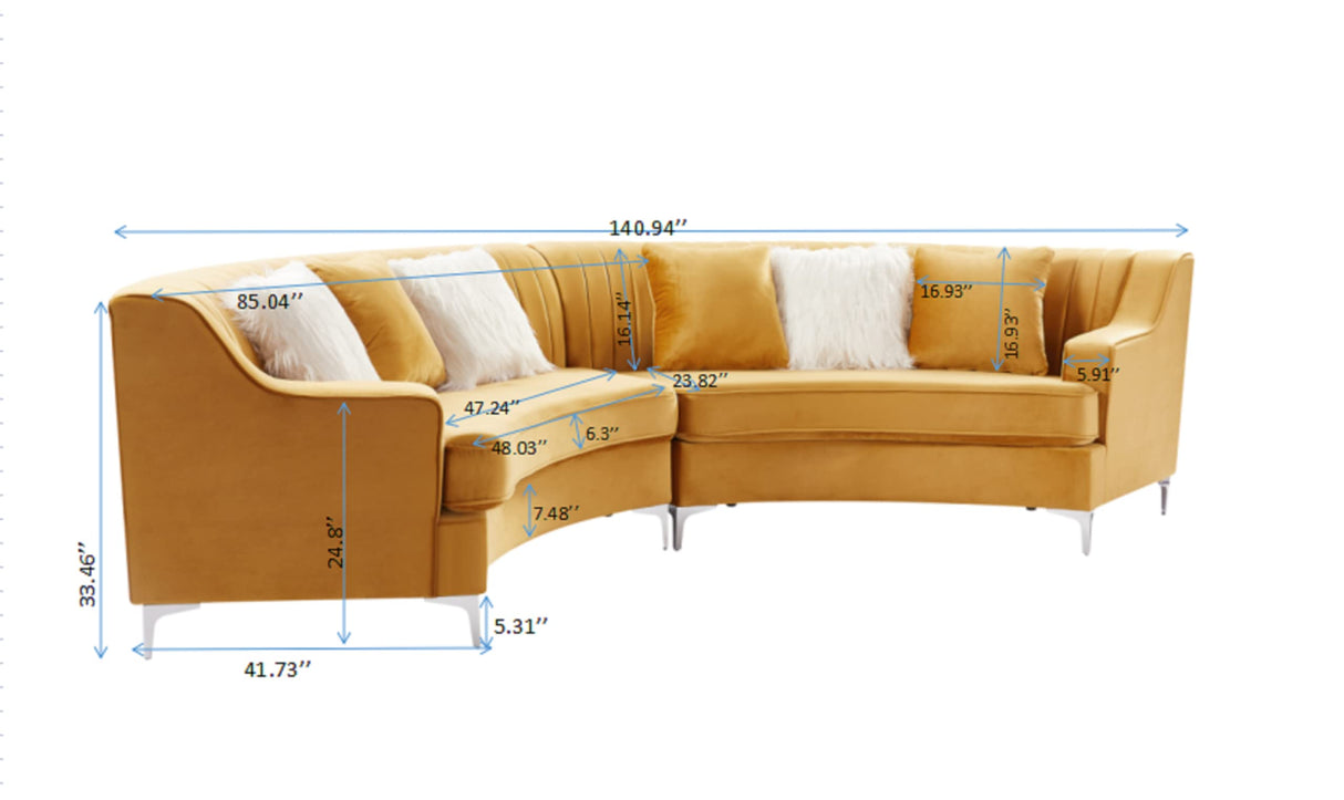 FANYE Contemporary Half-Moon Curved Symmetrical Modular Sectional Sofa for Living Room, 6 Toss Pillows Included, 140.94”Lx 41.73”Wx 33.46”H FANYE