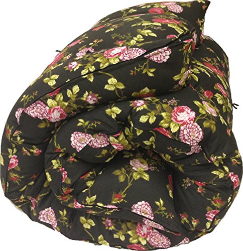 Full Size Red Roses B Traditional Japanese Floor Futon Mattresses, Foldable Cushion Mats, Yoga, Meditaion 54" Wide X 80" Long D&D Futon Furniture