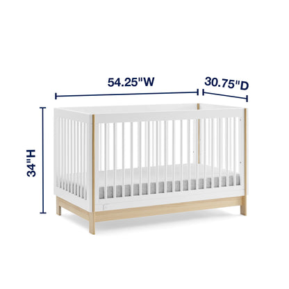 GAP babyGap Tate 4-in-1 Convertible Crib - Greenguard Gold Certified, Bianca White/Natural - WoodArtSupply