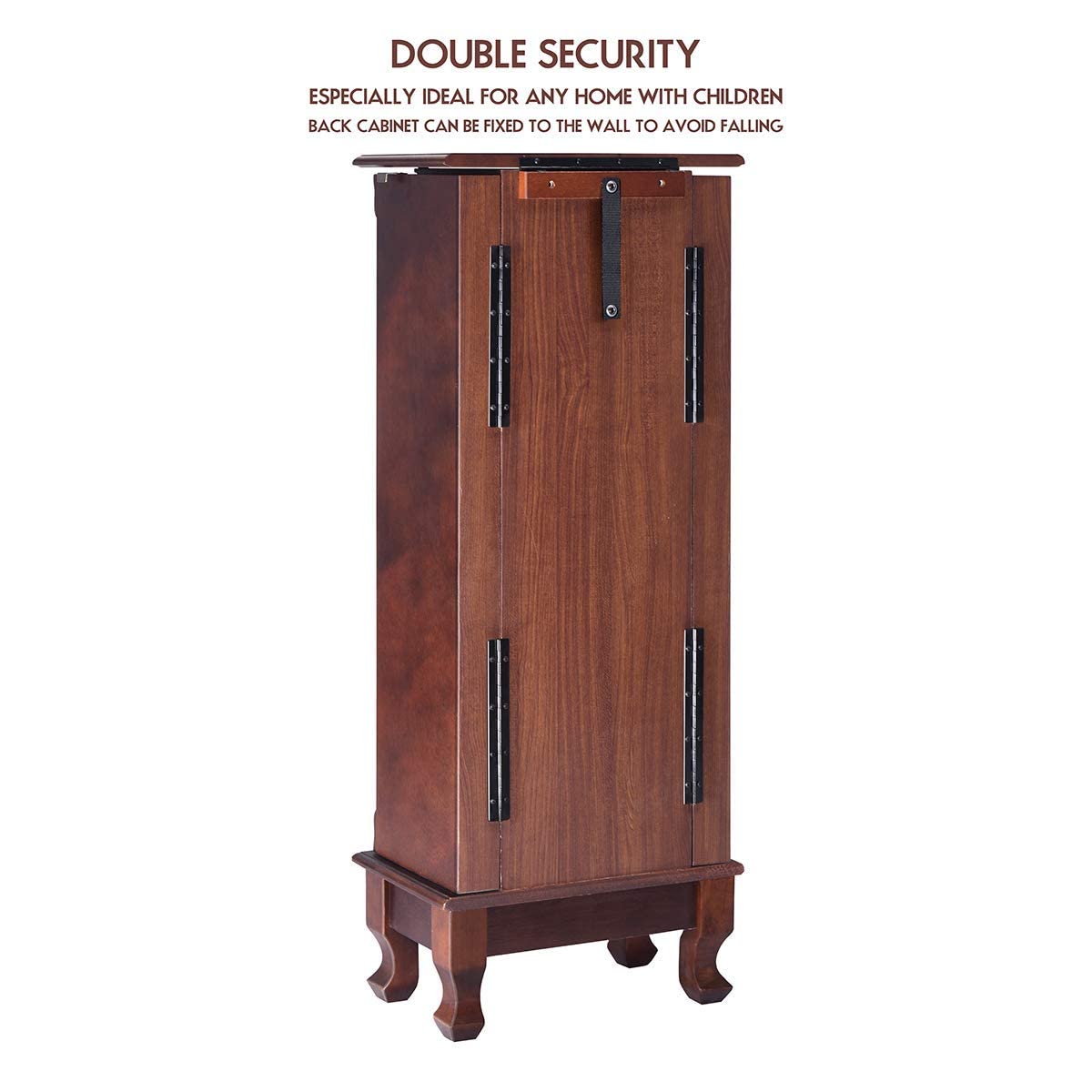 OFFICEJOY Jewelry Armoire Cabinet, Wooden Standing Jewelry Box w/ 7 Drawer, 2 Side Door, Flip Top Mirror, 12 Necklace Hook, Tall Jewelry Storage Chest for Women OFFICEJOY