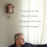 Lumat Cuckoo Clock - Modern Brown Cuckoo Clocks for Wall - Natural melodies - Volume Control - Night Mode - Perfect for Adults, Kids and Families - Battery Powered Lumat