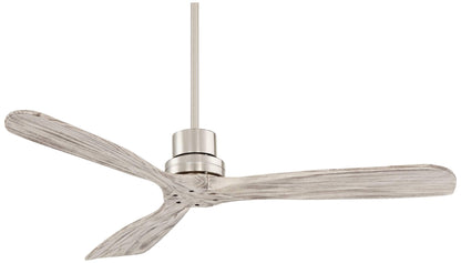 Casa Vieja 52" Delta-Wing DC Modern 3 Blade Indoor Ceiling Fan with Remote Brushed Nickel Silver Gray Solid Wood Damp Rated for Patio Exterior House Home Porch Gazebo Garage Barn