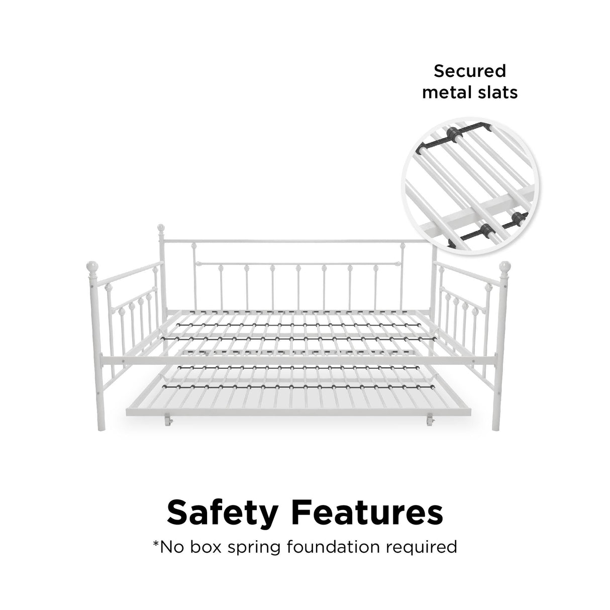 DHP Manila Metal Queen Size Daybed and Full Size Trundle (White) DHP