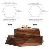 GemeShou 2pcs Wooden Jewelry display tray, Hexagon jewelry display riser, Jewelry retail shop photography props【Walnut Hexagon tray-2pcs】 GemeShou
