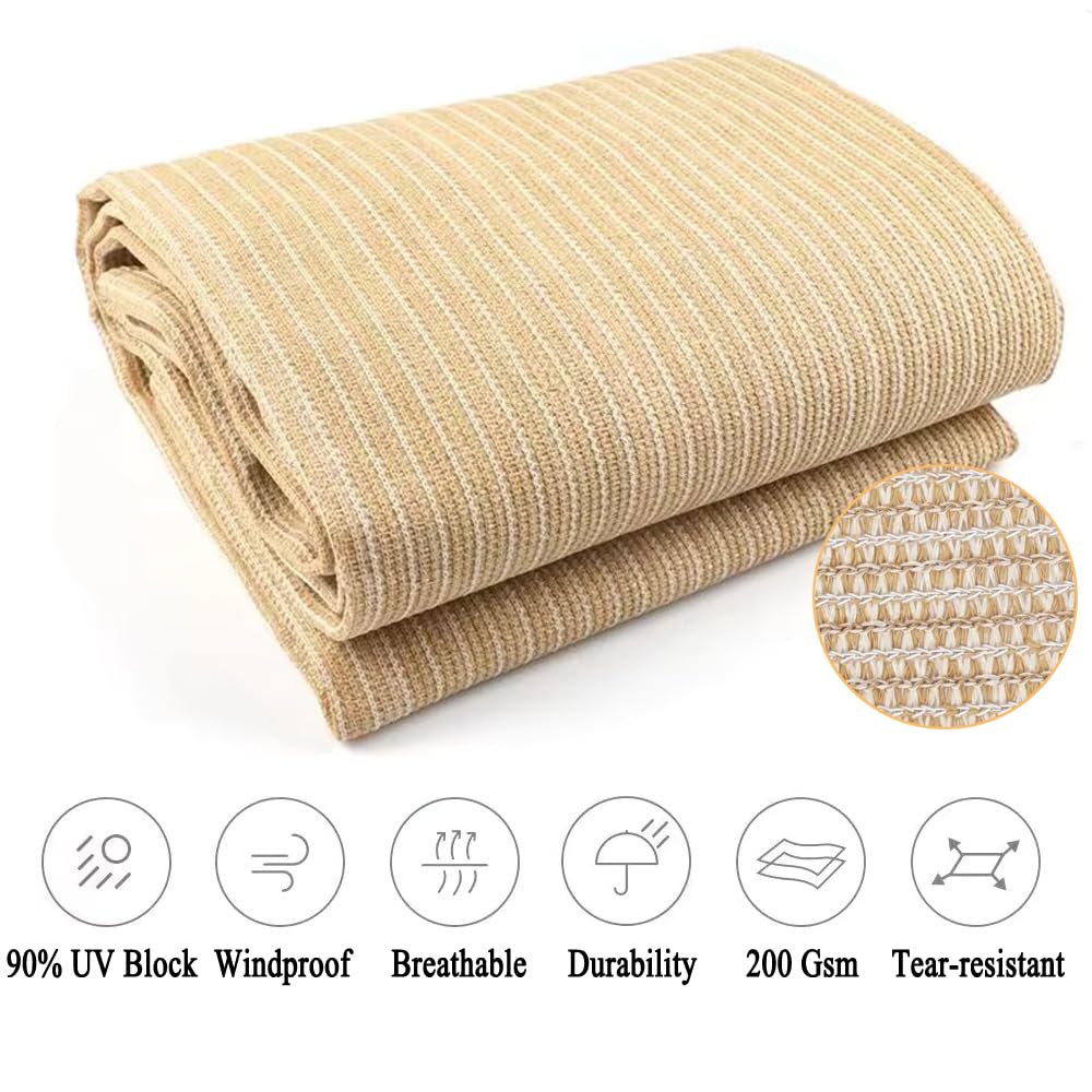 JUNKOGO 90% Sun Shade Cloth, 10x15ft Pergola Shade Cover with Reinforced Grommets, Shade Fabric Privacy Screen Cover Canopy with UV Protection for Pergola, Patio, Garden, Porch, Deck, Backyard JUNKOGO