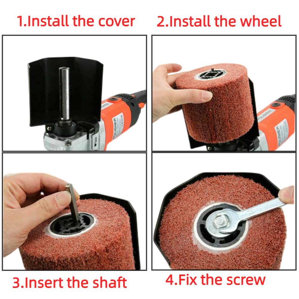 HaTur Electric Burnishing Polishing Machine Handheld Wheel Polisher Sander Wire Drawing Machine for Stainless Steel Metal Wood, 110 V 1400 W, 8 Speed Adjustable HaTur