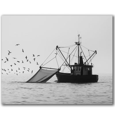 VETEB Paint by Numbers Kit for Adults Beginner Silhouette Shrimp Fishing Boats seas Pictures DIY Framed Painting on Canvas by Numbers Acrylic Oil Painting Home Decor Gifts 16"x20"