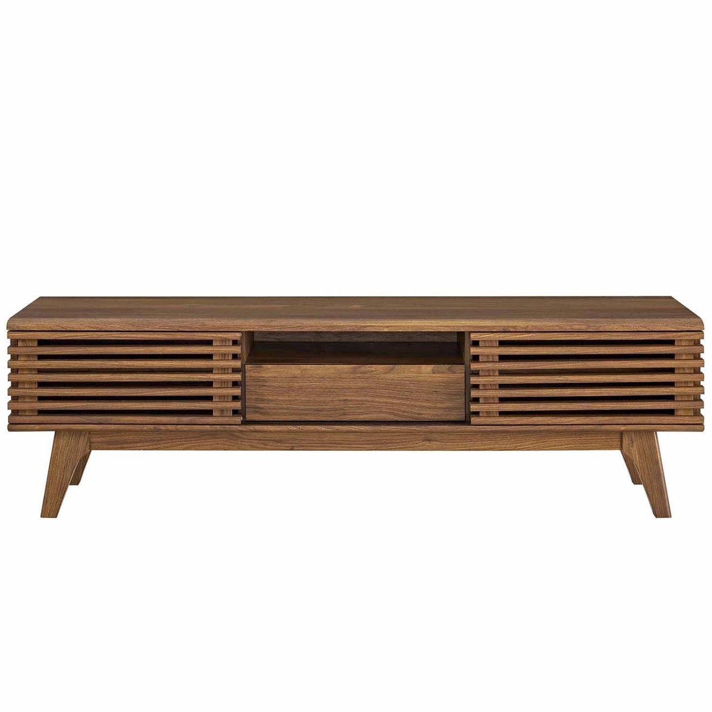 Modway Render Mid-Century Modern Low Profile 59 Inch TV Stand in Walnut - WoodArtSupply