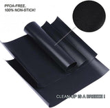 RENOOK Grill Mat Set of 6-100% Non-Stick Reusable Mats for Gas, Charcoal or Electric Grills - Easy to Clean - 15.75 x 13-Inch, Black Renook