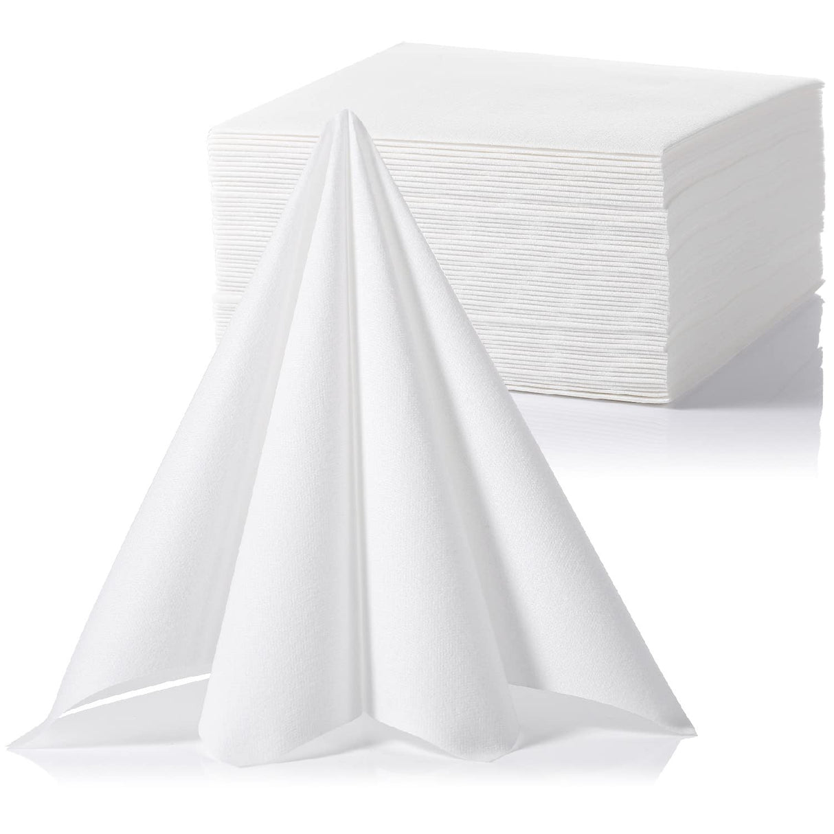 LEKOCH 50 Pcs Premium Large Disposable White Formal Napkins Airlaid Dinner Napkins Linen Feel White Wedding Napkins 16" x 16" Lekoch