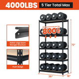 JEKOSEN 4000Lbs Storage Shelves Heavy Duty 5 Tier Adjustable Garage Shelving,Utility Rack Shelf Units for Closet Pantry Basement Kitchen Warehouse,36" Wx18 Dx72 H,Black JEKOSEN