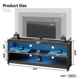 Bestier Gaming TV Stand with LED Light for TVs up to 60 Inch, Entertainment Center with Adjustable Shelves, Modern Industrial TV Media Console with Storage Shelves for Living Room Bedroom, Black Bestier