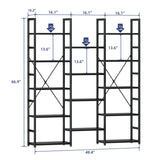 NUMENN Triple Column 5 Tier Bookshelf, Bookcase with 14 Open Display Shelves, Adjustable Rustic Industrial Style Book Shelves, Modern Bookshelves for Bedroom, Living Room and Home Office, Black NUMENN