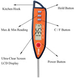 Digital Meat & Milk Thermometer - Instant Read Probe for Cooking, BBQ, Grill, Deep Fry, Roast & Baking NANGOALA