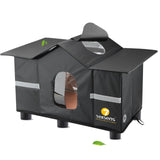 Texsens Large Cat House - Weatherproof Outdoor Cat Shelter with Roof Window- Insulated Elevated House for Stray/Barn Cats with Cozy Cushion - Ideal Waterproof Feral Cat House for Summer Texsens