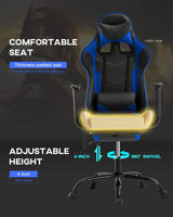 Gaming Chair Office Chair Desk Chair Massage PU Leather Recliner Racing Chair with Headrest Armrest Footrest Rolling Swivel Task PC Ergonomic Computer Chair for Back Support, Blue BestOffice