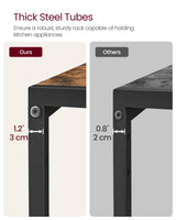 VASAGLE Bakers Rack with Charging Station, 31.5 Inches Coffee Bar Stand with Adjustable Storage Shelf, Grid Panel, 12 Hooks, Table for Microwave, Kitchen, Rustic Brown and Ink Black UKKS016K01 VASAGLE