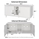 YDTOP Cat Litter Box Enclosure for 2 Cats, Hidden Litter Box Furniture with Scratching Pad, Double Room Wooden Cat House Washroom Storage Cabinet End Table, White YDTOP