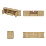 AIEGLE Farmhouse TV Stand with Fluted Surface, Entertainment Center Console Table with Open Storage & 2 Doors, 70" Wood Grain Media TV Console Cabinet for Living Room, Natural AIEGLE