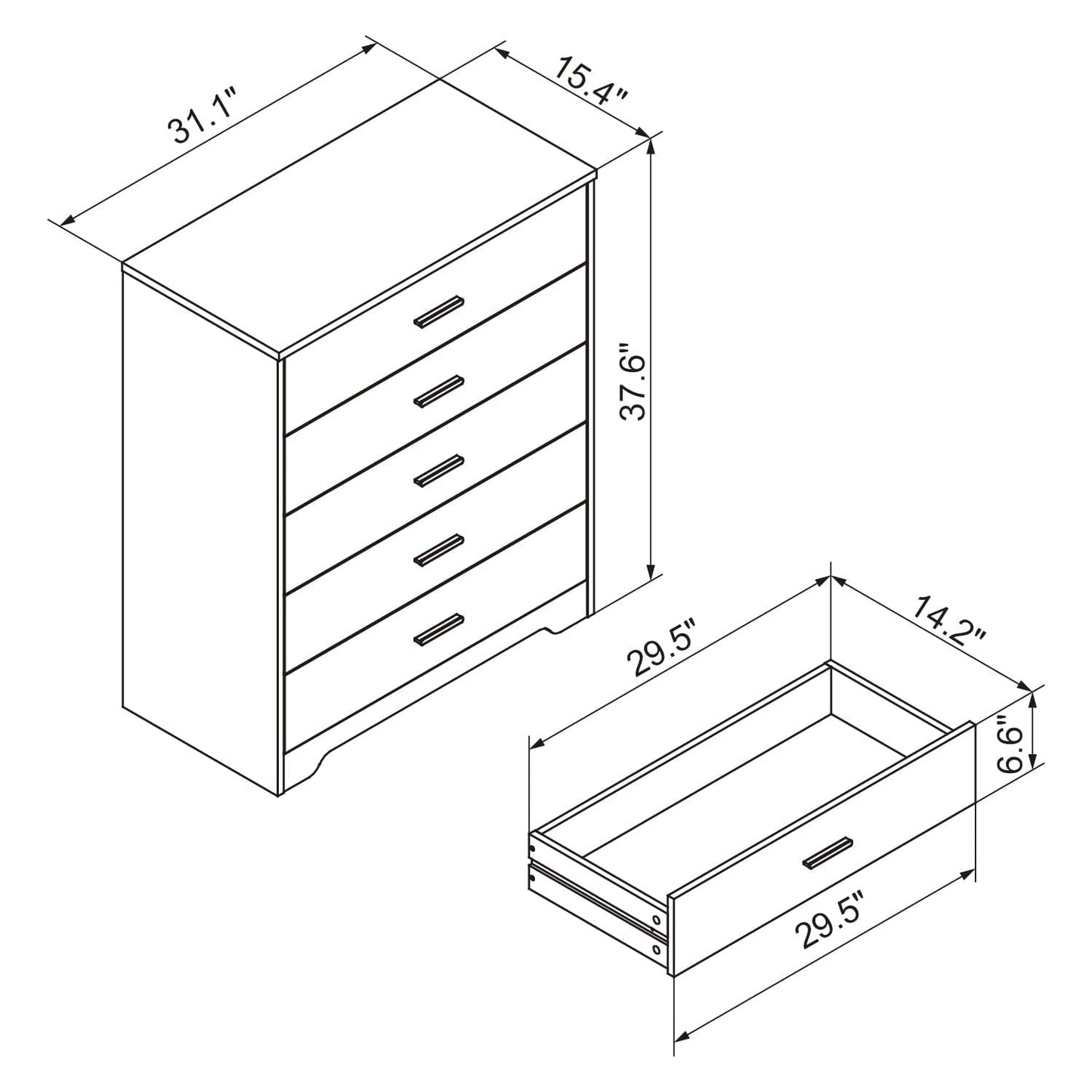 Panana Dresser for Bedroom with 4/5 Drawers, Wooden Chest of Drawers, Storage Organizer Unit Dressers for Bedroom, Living Room, Hallway, Nursery (White, 5 Drawer) - WoodArtSupply