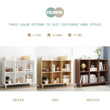 IOTXY Freestanding Open Cubes Bookcase - 2-Tier Floor Standing Wooden Storage Display Cabinet Organizer with Legs for Home Office, 6-Cubes Open Shelf Low Short Bookshelf, Walnut IOTXY