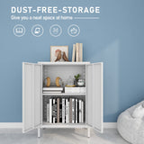 LINGZOE 2 Door Metal Locker Storage Cabinet with 2 Adjustable Shelves,Steel Locker Cupboard for Bedroom, Bedside, Office Room LINGZOE