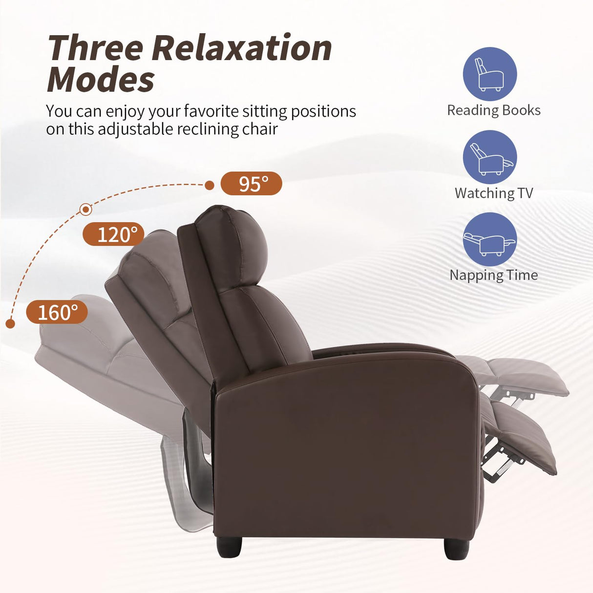 BestMassage | Recliner Chair | with 2 Point Massage Function | Leather Dark Brown | with Lumbar Support, Adjustable Push Back, Footrest & Padded Seat | Easy Assembly | for Living Room, Home Theatre BestMassage