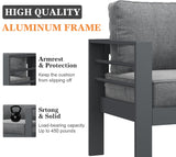 Vakollia 5 Pieces Modern Aluminum Patio Furniture Set with Fire Pit Table, Outdoor Conversation Sets Metal Sectional Sofa Vakollia