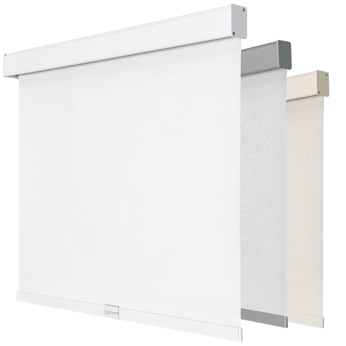 Joydeco 100% Blackout Roller Shades Cordless Blinds for Windows, Free-Stop Shades, UV Protection, Natural Woven Blinds for Home and Office, Light-Proof Aluminum Cover (35" W x 75" H, White) Joydeco