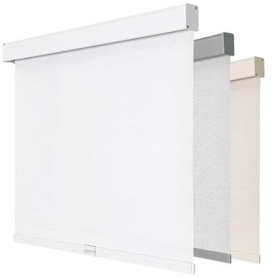 Joydeco 100% Blackout Roller Shades Cordless Blinds for Windows, Free-Stop Shades, UV Protection, Natural Woven Blinds for Home and Office, Light-Proof Aluminum Cover (35" W x 75" H, White)