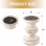 CedarLux Rustic Pillar Candle Holder, 6 Inch White Wooden Candlestick Holders, Farmhouse Candle Stands for Pillar Candle,Decorative Wood Candlestick Holders for Living Room, Table Centerpiece CEDARLUX