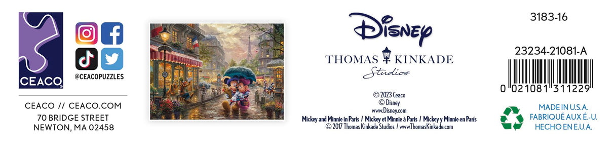 Ceaco - Thomas Kinkade - Disney - Mickey & Minnie in Paris - 1000 Piece Jigsaw Puzzle Ceaco