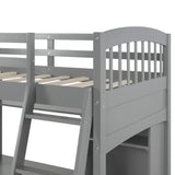 Merax Twin Size Grey Loft Bed with Desk and Shelves - Solid Pine Wood Frame Merax