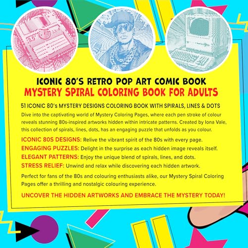 I Don't Know What I'm Coloring!!!: 51 Retro Iconic 80s Pop Art Comic Book with Spirals, Lines & Dots