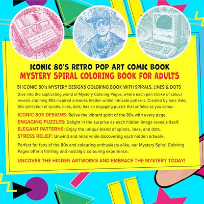 I Don't Know What I'm Coloring!!!: 51 Retro Iconic 80s Pop Art Comic Book with Spirals, Lines & Dots