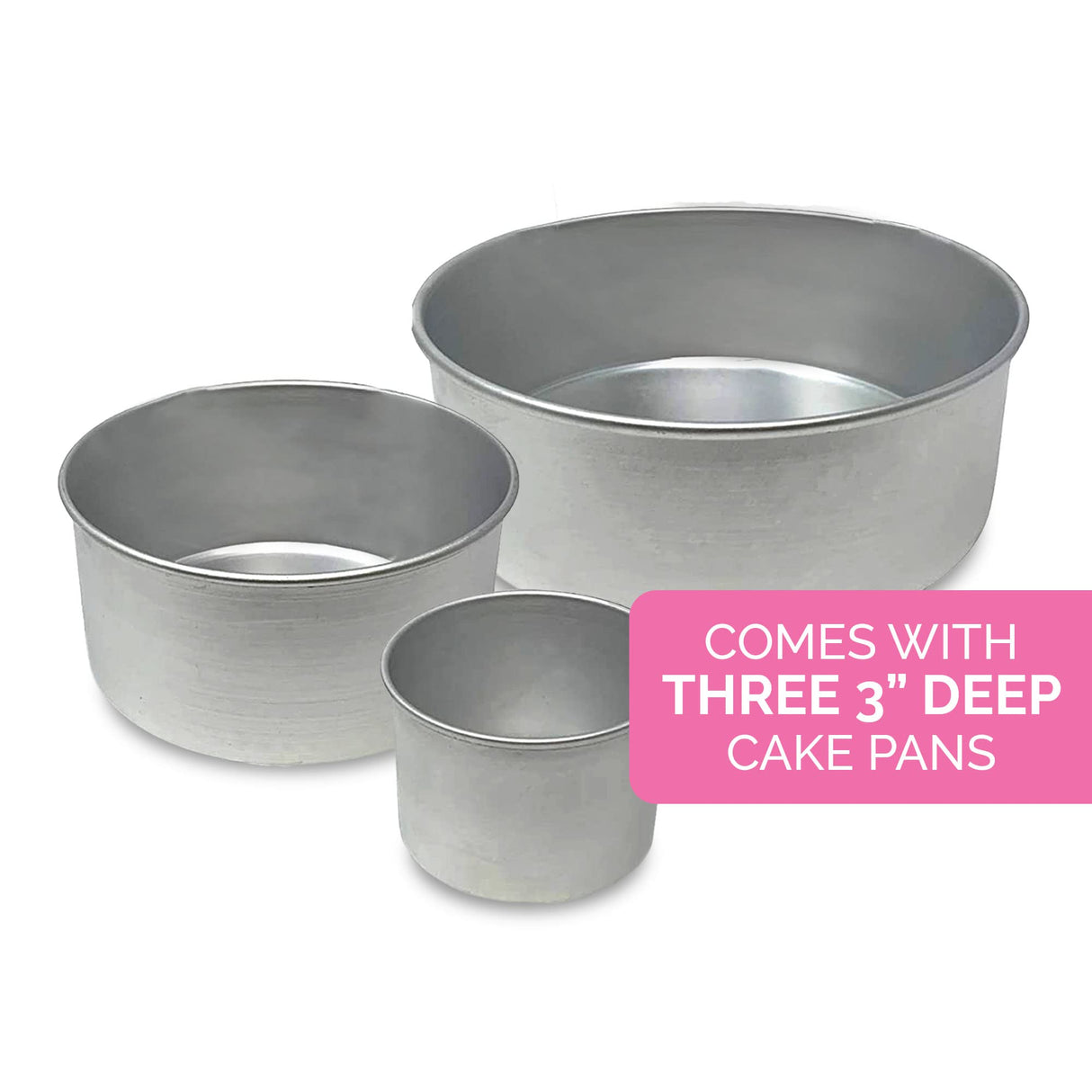 Aunt Shannon's Kitchen Tall Round Cake Pans - 4-inch, 6-inch, 8-inch Cake Pan Set for 3-Tiered Cake - Aluminum Cake Pans Sets for Baking Wedding or Birthday Cakes and More Aunt Shannon's Kitchen