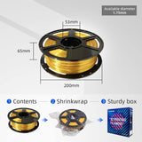 Flashforge 3D Printer Filament Silk PLA 1.75mm 1kg Spool-Dimensional Accuracy +/- 0.02mm (Gold) FlashForge