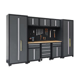 HPDMC Garage Storage Cabinet System 9-Pcs Workshop Set Garage Cabinets and Storage System with Steel Cabinet Drawers, Rolling Chest, Workbench, Pegboard for Garage Tool Organization, Black and Grey HPDMC