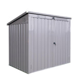 Ball & Cast 62" Garbage Bin Shed Stores 2 Trash Cans Metal Outdoor Storage,Stainless Galvanized Steel House with Sloped Roof & Lockable Door,Waterproof Cabinet Shelter for Patio,Lawn,Gray Ball & Cast