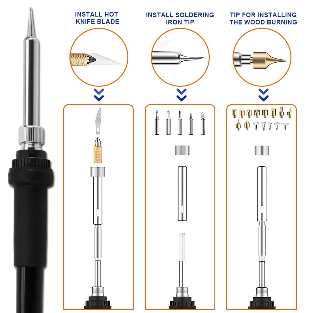 2 IN 1 Wood Burning Kit 100W with 2 Wood Burning Pens, 165 Pcs Pyrography Wood Burning Kit with 113 Solid Points and 33 Wire Nibs, Temperature Adjustment 300~750°C, Wood Burner for wood and l - WoodArtSupply