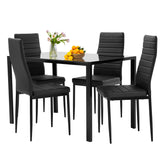 FDW Dining Table Set Glass Dining Room Table Set for Small Spaces Kitchen Table and Chairs for 4 Table with Chairs Home Furniture Rectangular Modern (Black Glass) FDW