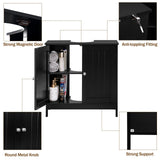 Iwell Pedestal Sink Storage Cabinet with 2 Doors and Shelf, Under Sink Cabinet, Bathroom Sink Cabinet with U-Shape, Black YSG020H Iwell