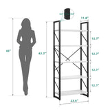 YITAHOME Modern White 5-Tier Bookshelf - Versatile Storage Rack for Home and Office YITAHOME