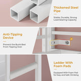 ADORNEVE Bunk Bed Twin Over Twin Size with 8 Storage Drawers, Twin Bunk Beds with Led Lights & Storage Shelves, Metal Loft Bed with 13.4" H Safety Guardrail & Ladder, for Kids & Teens, White ADORNEVE