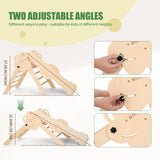 COSYLAND Pikler Triangle Set 8 in 1, Foldable Pickler Climbing Set Wooden Montessori Climbing Gym Set, Large Indoor Climbing Toys for Toddlers 1-6 Inside, Patented Baby Climbing Gym CPC Certified, Nat COSYLAND