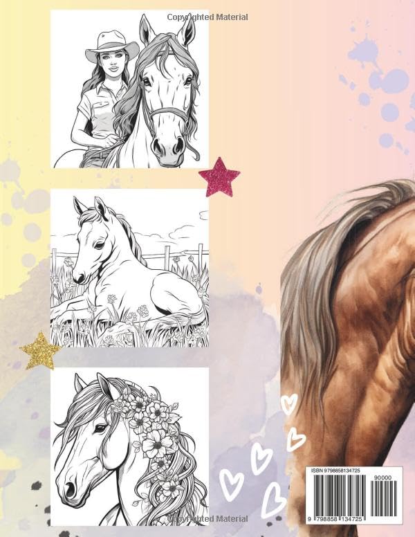 Cool Girls and Horses Coloring Book - 50 beautiful Images for Age 8+: Perfect for Young Girls and Teenagers WoodArtSupply
