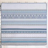 WONGS BEDDING Boho Quilt Set King Size, Blue Bohemian 3 Pieces Quilt Sets, Lightweight Bedspread Coverlet Bedding Set for All Season (104"x90") WONGS BEDDING