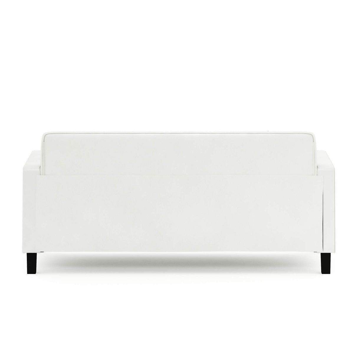 Furinno BRIVE Loveseat Sofa, Tufted Leather Upholstered 3-Seater 75" Wide Couch, Wood Frame, Easy Assembly, for Living Room, Bedroom, Plain White Leather Furinno