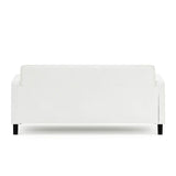 Furinno BRIVE Loveseat Sofa, Tufted Leather Upholstered 3-Seater 75" Wide Couch, Wood Frame, Easy Assembly, for Living Room, Bedroom, Plain White Leather Furinno