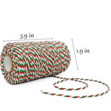Cotton Twine Green Red and White Baker String 2mm Thick 328 Feet Christmas Twine for Gift Wrapping DIY Crafts Home Decoration Gardening Leecogo